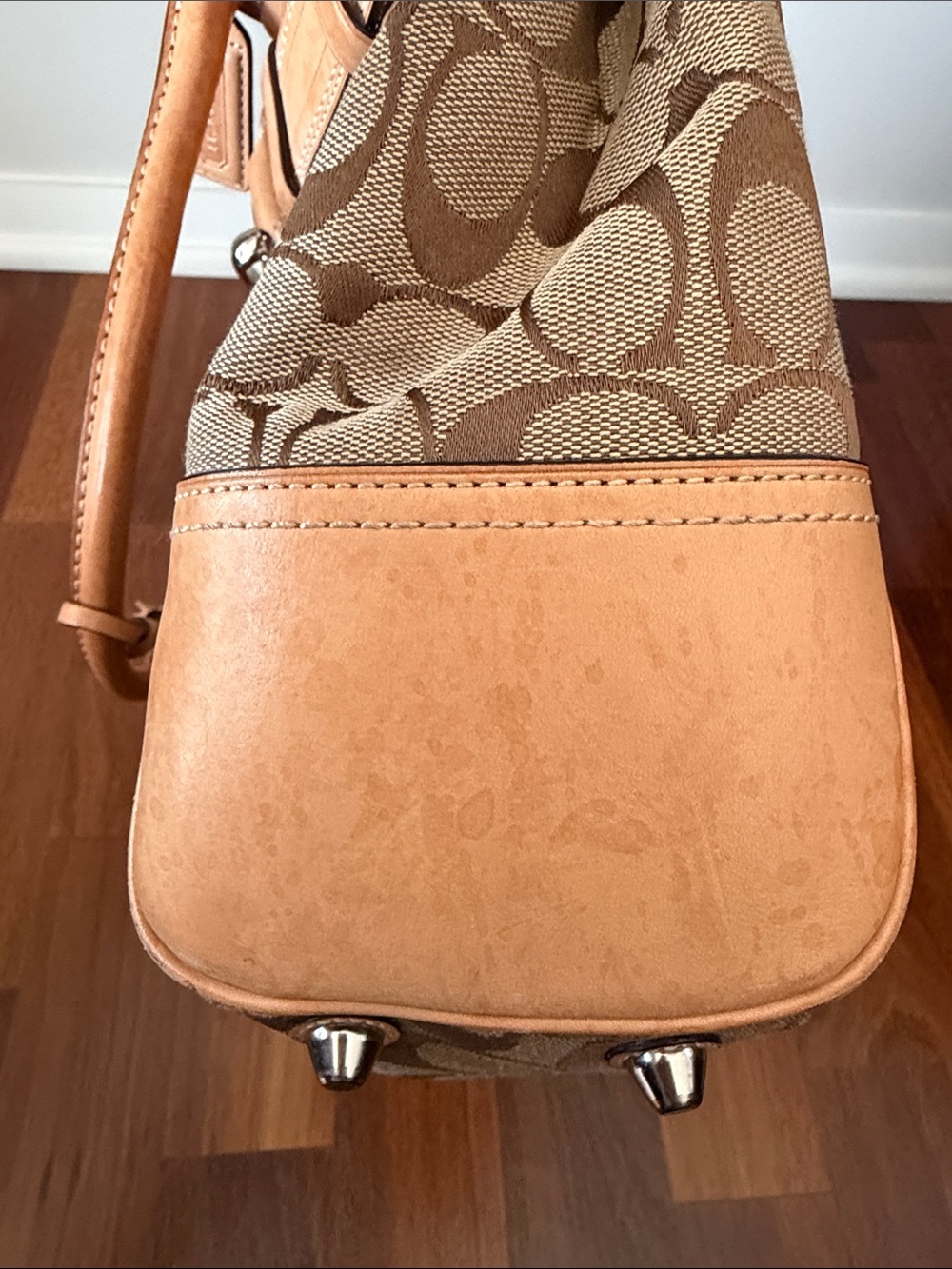Coach Signature Tan and Brown East West Handbag - Picture 8 of 10